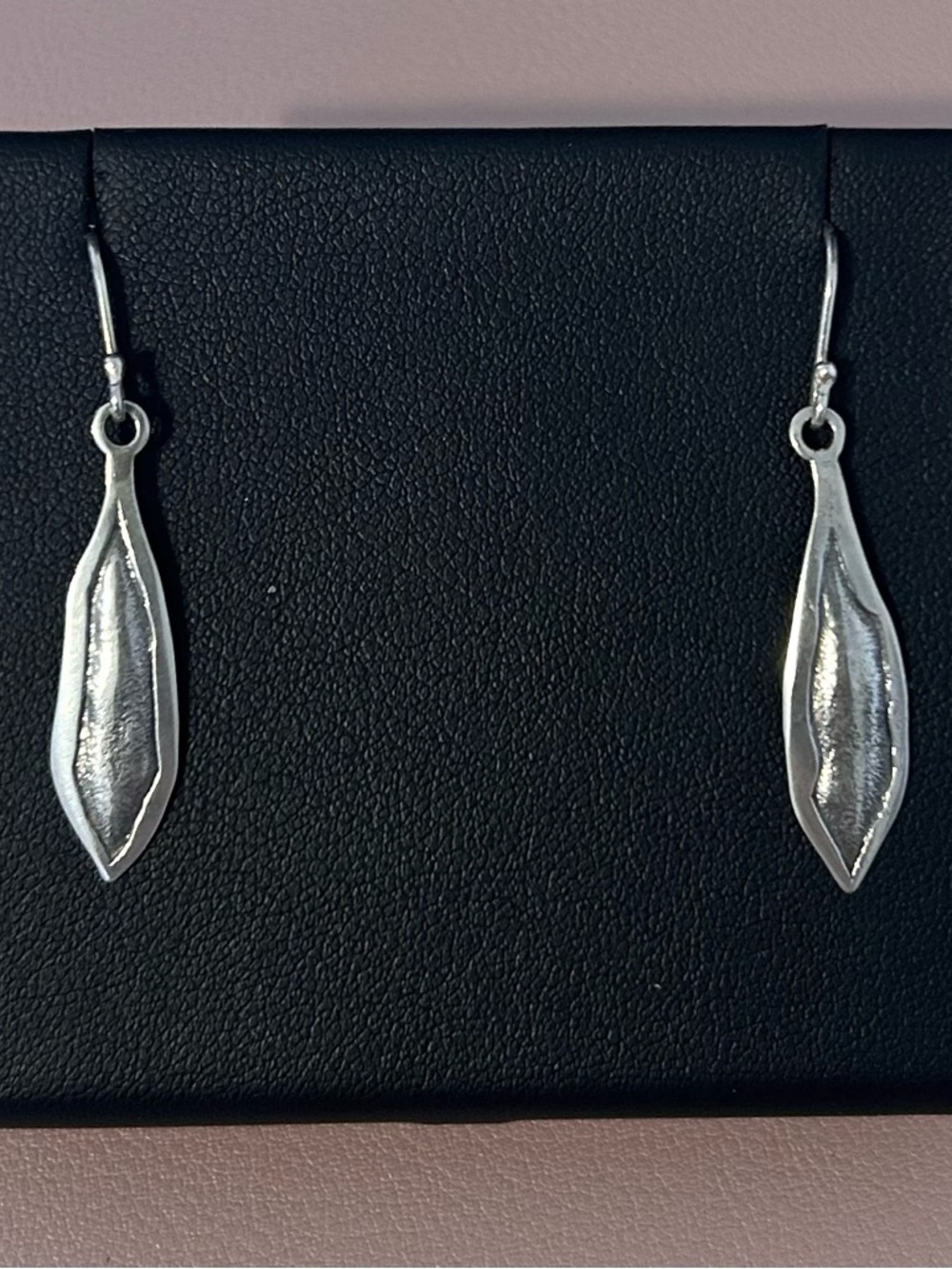 925 Sterling Silver Leaf Drop Earrings - Silver